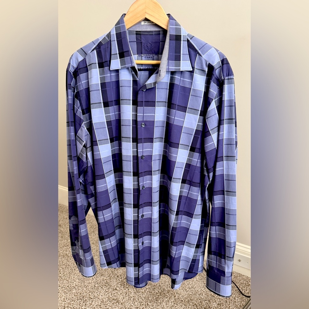Bugatchi Blue Plaid Shirt